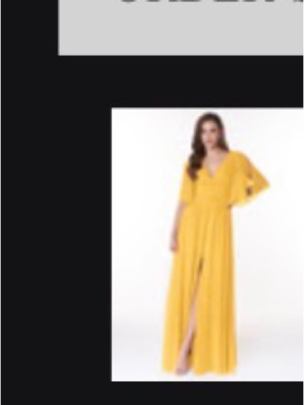 Azazie marigold Maxi with Front Slit- Marigold tailored to fit a 5”4 220lbs